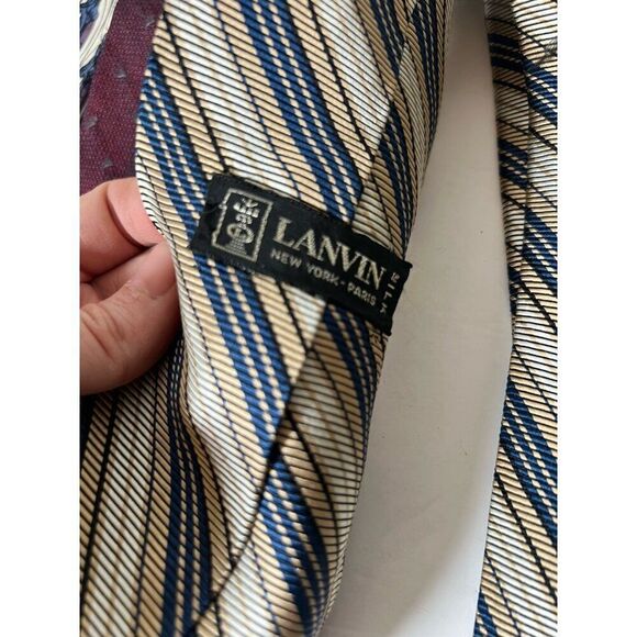 Lot Of 5 Ties Silk Structure Lanvin Zegna Donna Karan Gatti - Picture 8 of 16